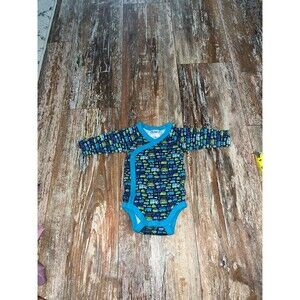 Vintage Baby Boy Blue & Green Truck Print Long Sleeve Sleeper Size Newborn